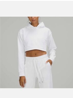 Lululemon All Yours Cropped White Hoodie